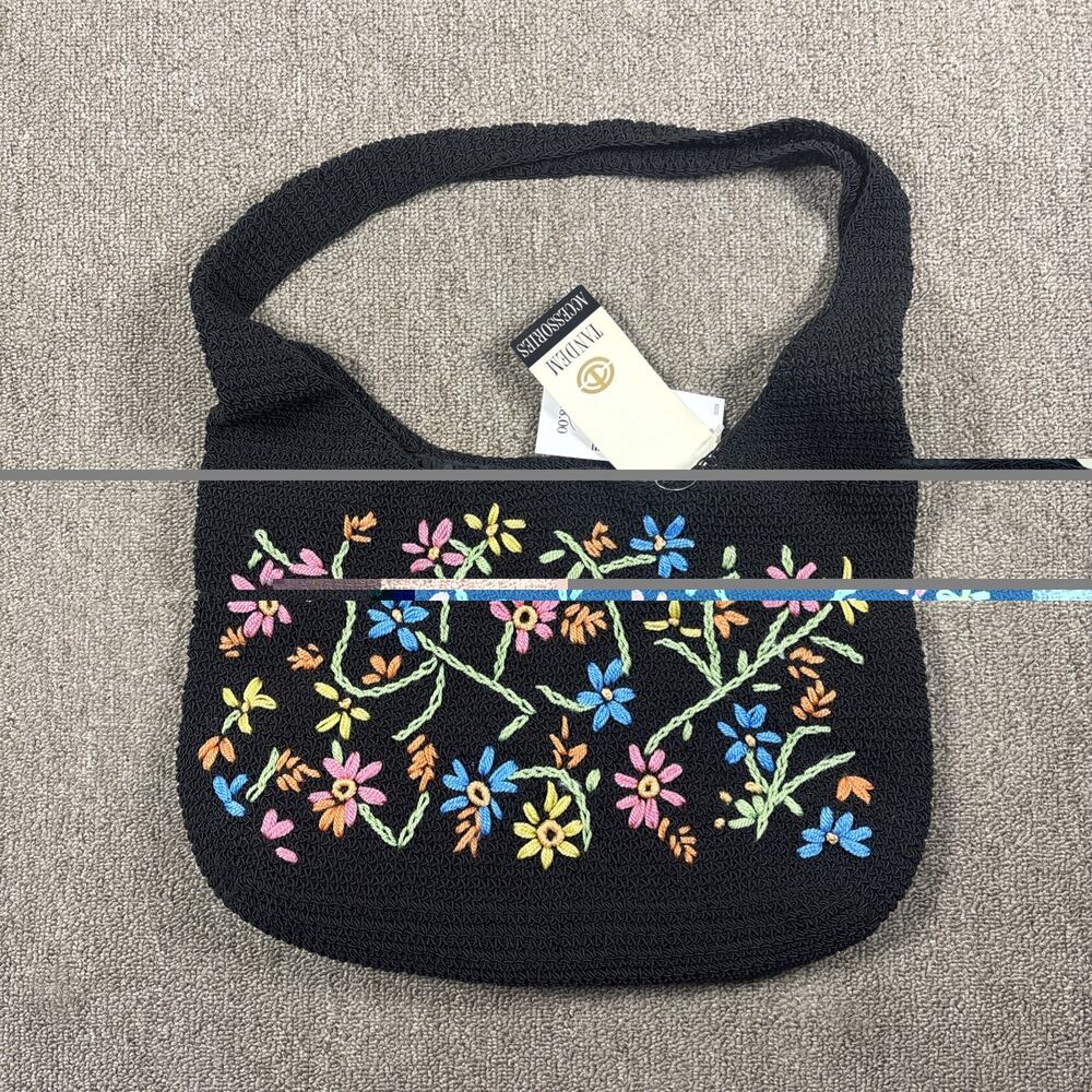 Vintage Tandem Accessories Embroidered Ourse Black NWT Snap Closure Boho Retro